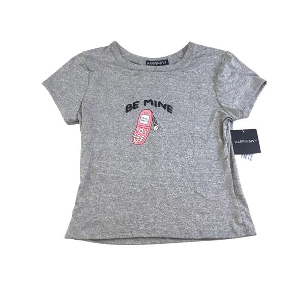 Cell Phone Call Me T-Shirt Harper & Ivy Gray Jr Large NWT - Picture 1 of 3